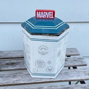 Marvel Blue and White Hexagonal Tin